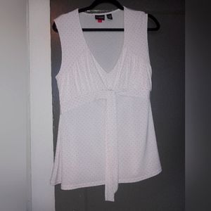 White and pink polkadot Y2K stretchy top xl